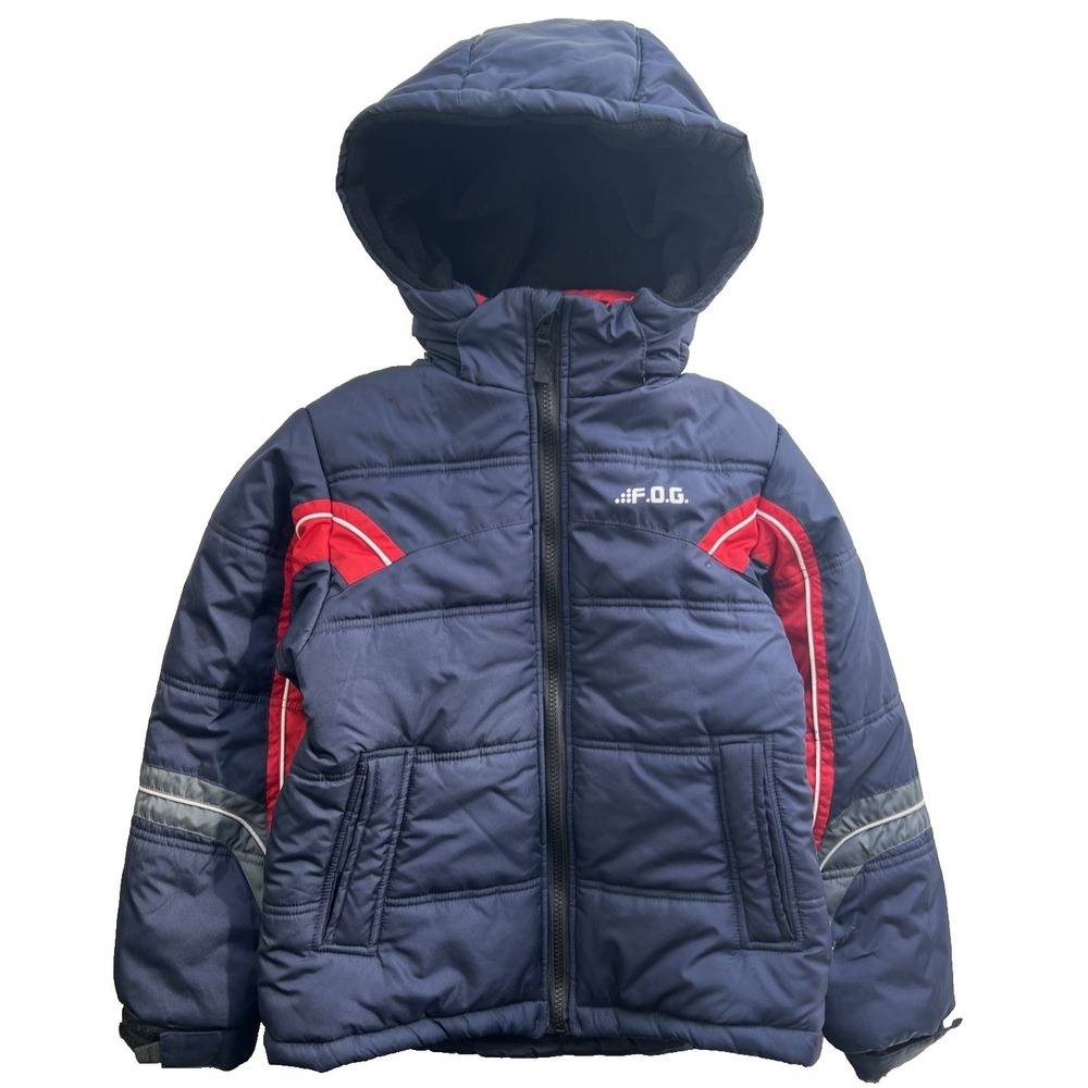 London Fog Jacket Puffer Boys S 8 Youth Navy Blue Red Grey Hooded Coat F.O.G.